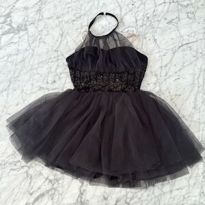 Black Sequin Tulle Dance Costume Women’s Sz S
